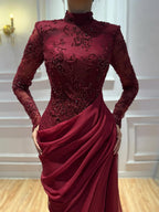 Luxury Lilac High Neck Beaded Mermaid Evening Dress CLA73407
