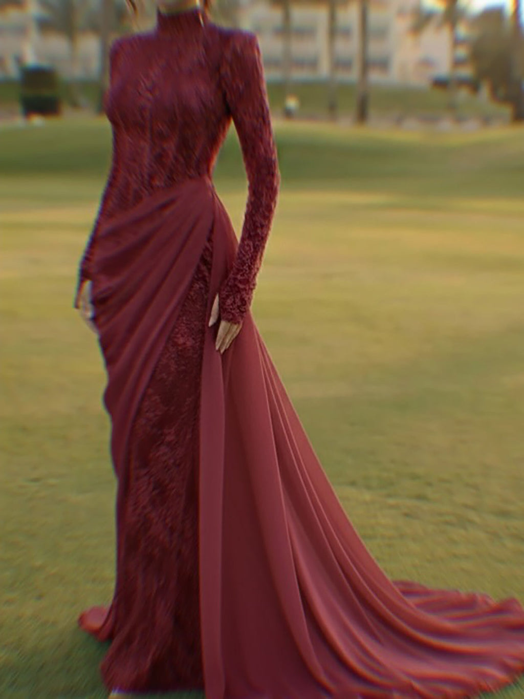 Luxury Lilac High Neck Beaded Mermaid Evening Dress CLA73407