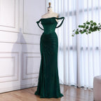 Luxury Green Off Shoulder Corset Mermaid Evening Dress CLA73410C