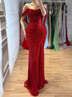 Luxury Green Off Shoulder Corset Mermaid Evening Dress CLA73410C