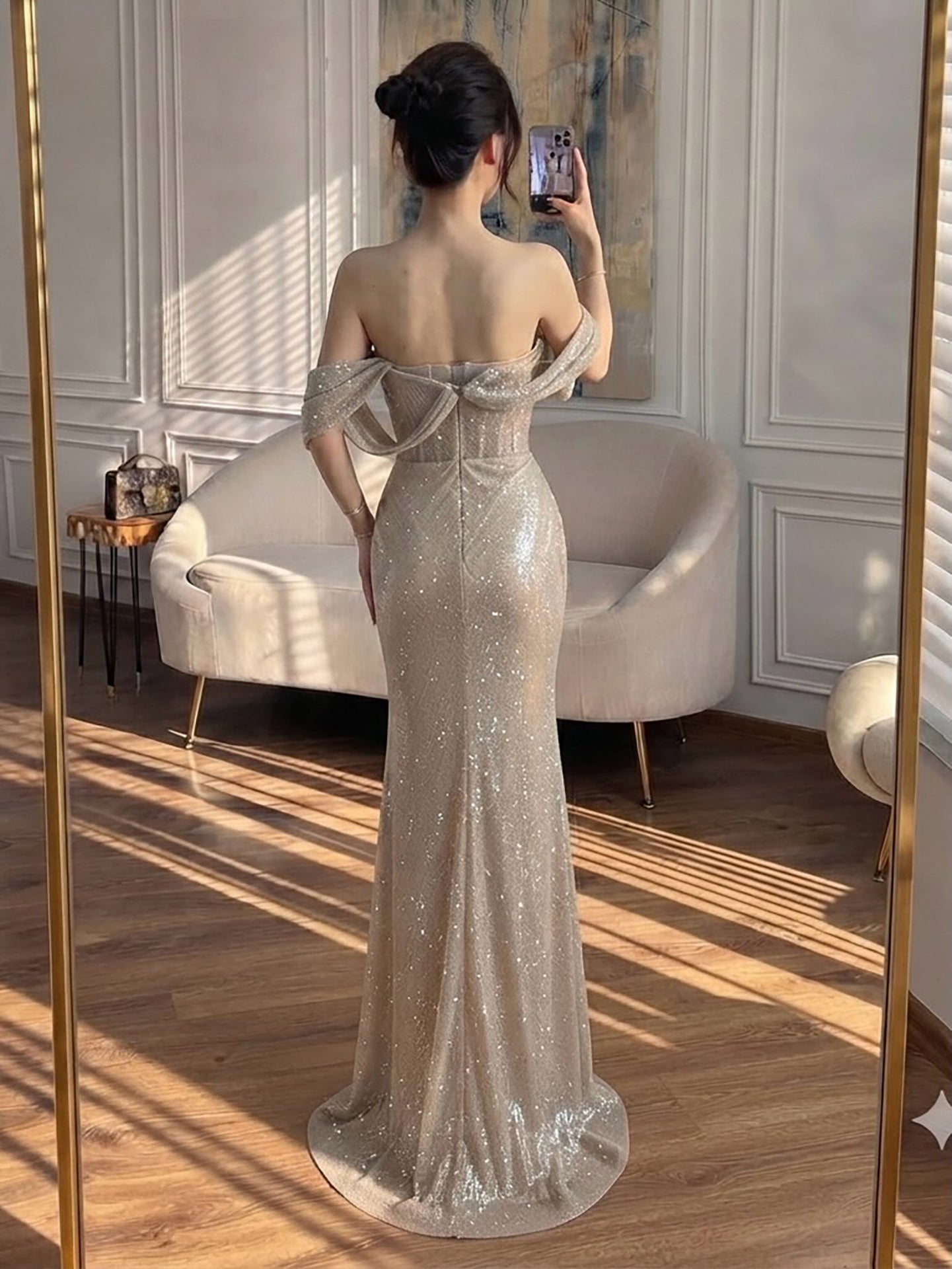 Luxury Green Off Shoulder Corset Mermaid Evening Dress CLA73410C