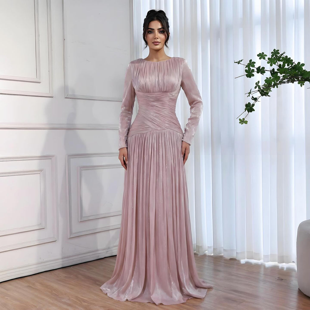 Modest Beige Corset Long Evening Dress With Cape CLA73418