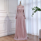 Modest Beige Corset Long Evening Dress With Cape CLA73418