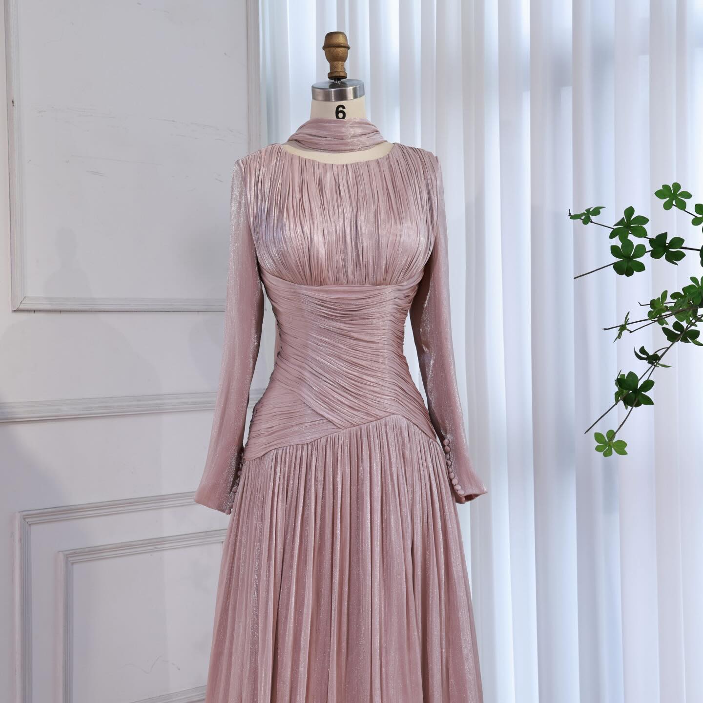 Modest Beige Corset Long Evening Dress With Cape CLA73418