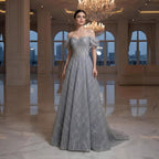 Serene Hill Luxury Grey Beaded A-Line Evening Dress LA73431A