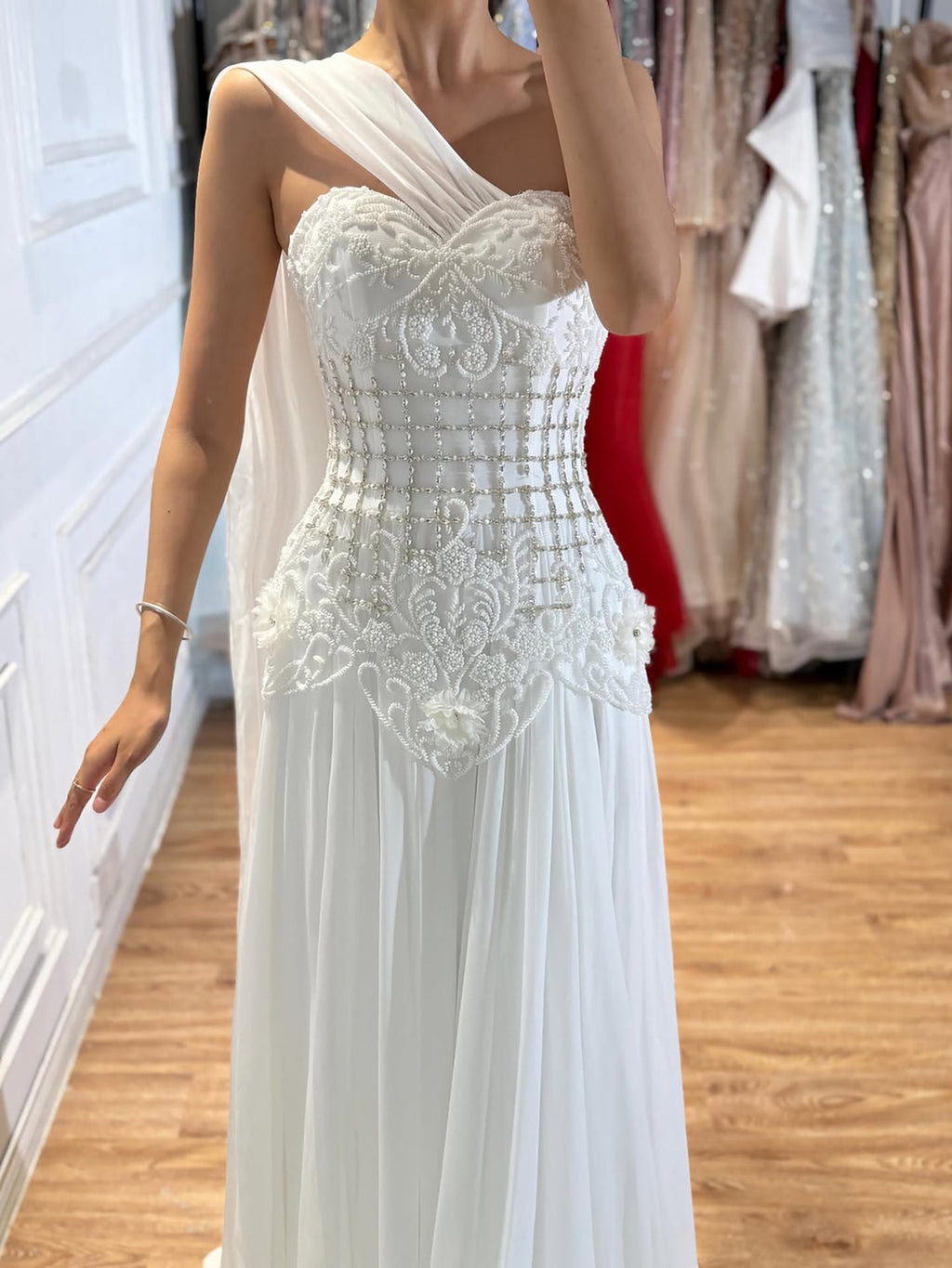 Arabic Pink Simple Style Chiffon Evening Dress CLA73451
