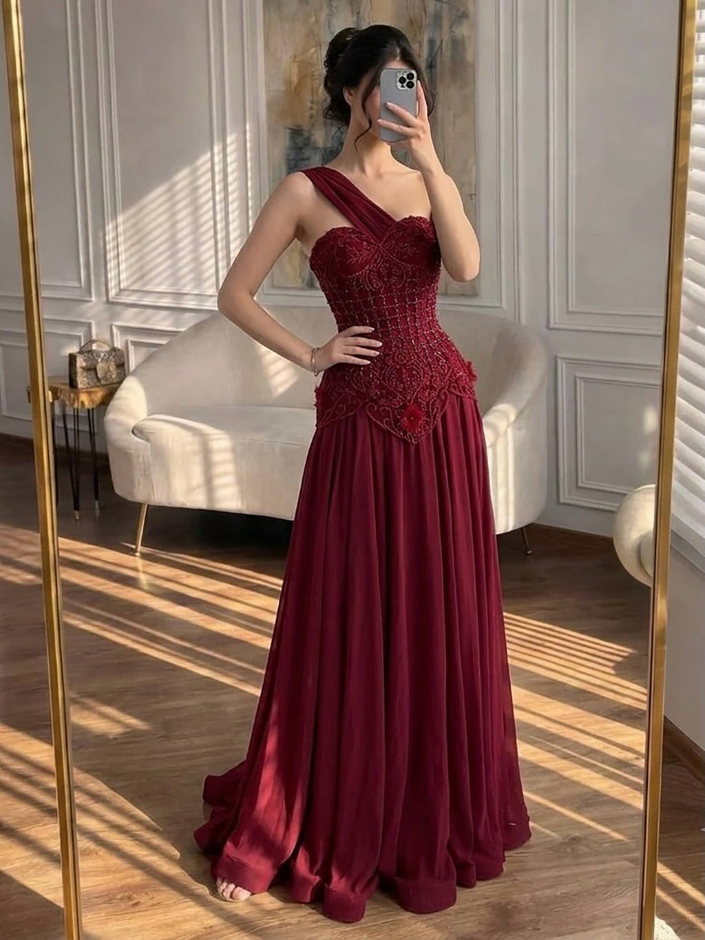 Arabic Pink Simple Style Chiffon Evening Dress CLA73451