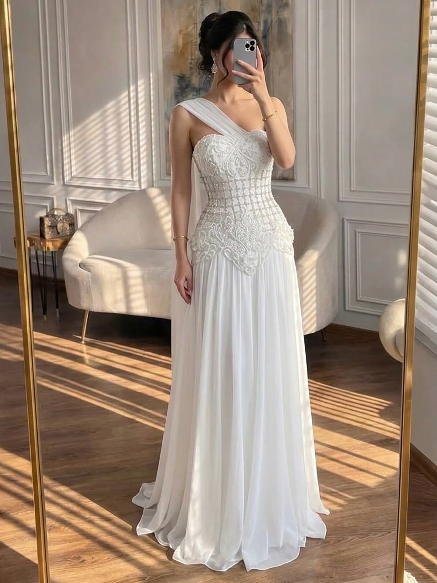 Arabic Pink Simple Style Chiffon Evening Dress CLA73451