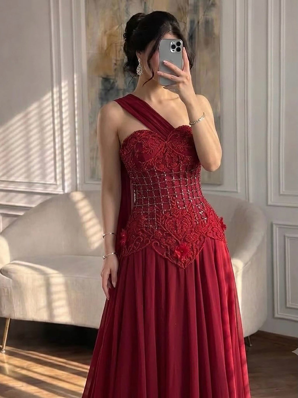 Arabic Pink Simple Style Chiffon Evening Dress CLA73451
