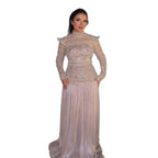 Luxury Silver Crystal Beaded A Line Evening Dress LA73460
