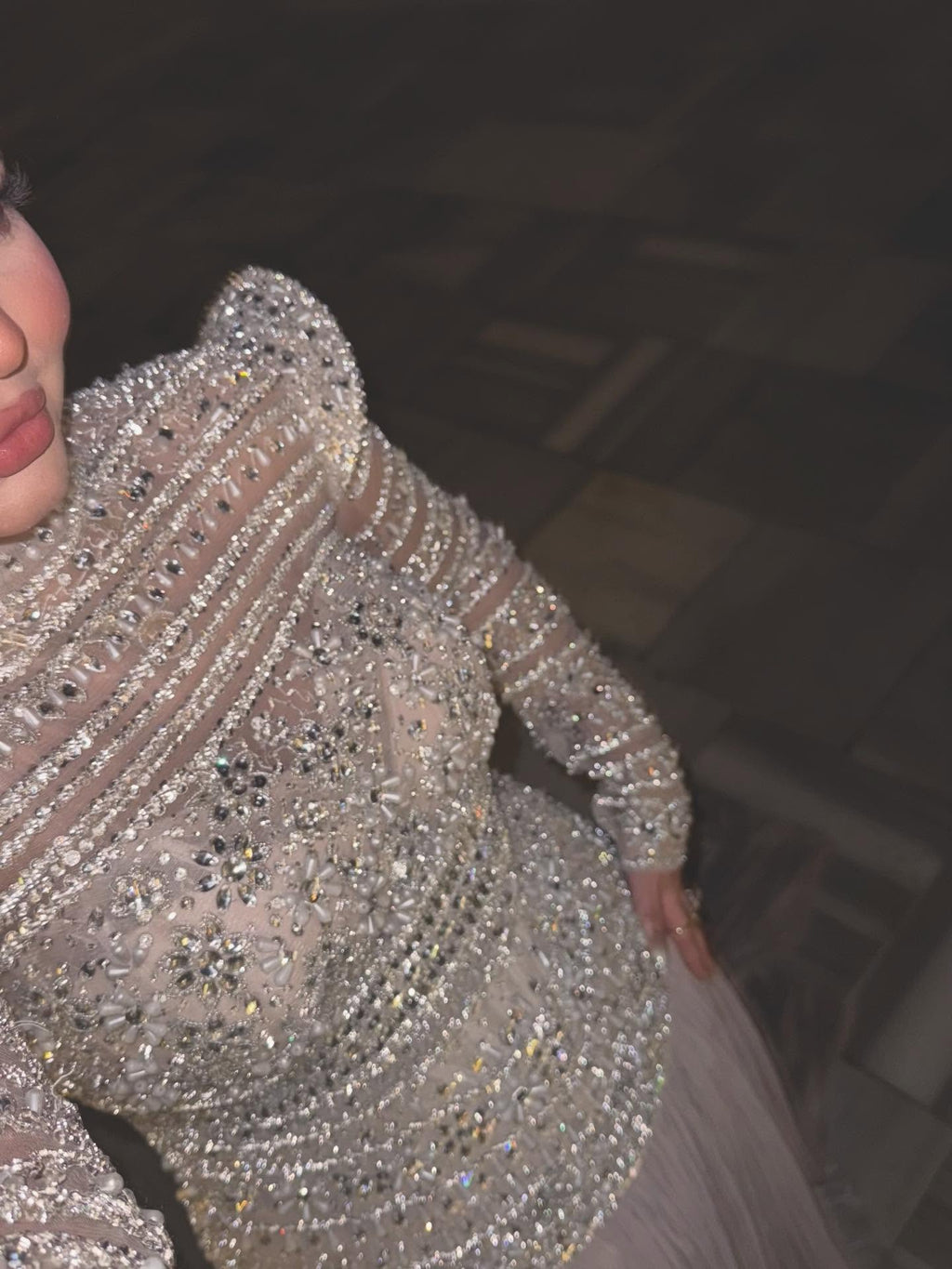 Luxury Silver Crystal Beaded A Line Evening Dress LA73460