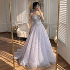 Luxury LiCLAc Beaded Off Shoulder A Line Evening Dress CLA73465