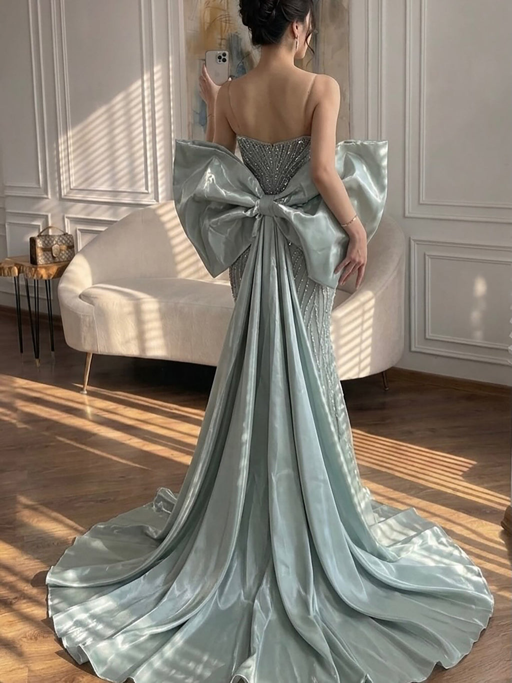Luxury Pink Crystal Beaded Mermaid Evening Dress CLA73479