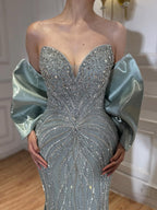 Luxury Pink Crystal Beaded Mermaid Evening Dress CLA73479