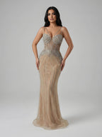 Luxury Purple Beaded Spaghetti Straps Sexy Mermaid Evening Dress For Women Fashion Gala CLA73480