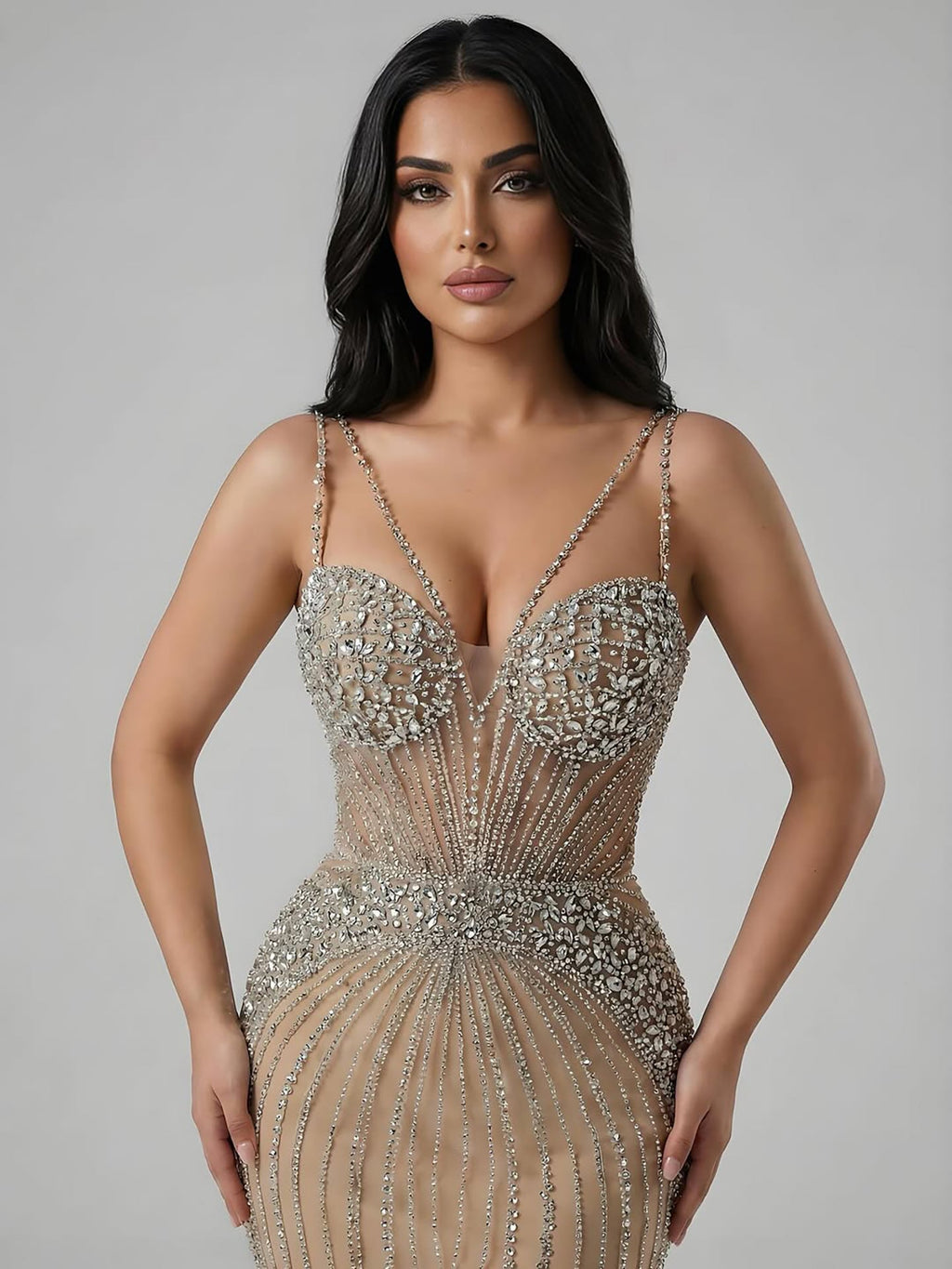 Luxury Purple Beaded Spaghetti Straps Sexy Mermaid Evening Dress For Women Fashion Gala CLA73480