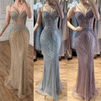 Luxury Purple Beaded Spaghetti Straps Sexy Mermaid Evening Dress For Women Fashion GaCLA CLA73480