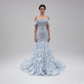 Blue Luxury Beaded Mermaid Evening Dress Off Shoulder Wedding Occasion Women Party Gown CLA73521