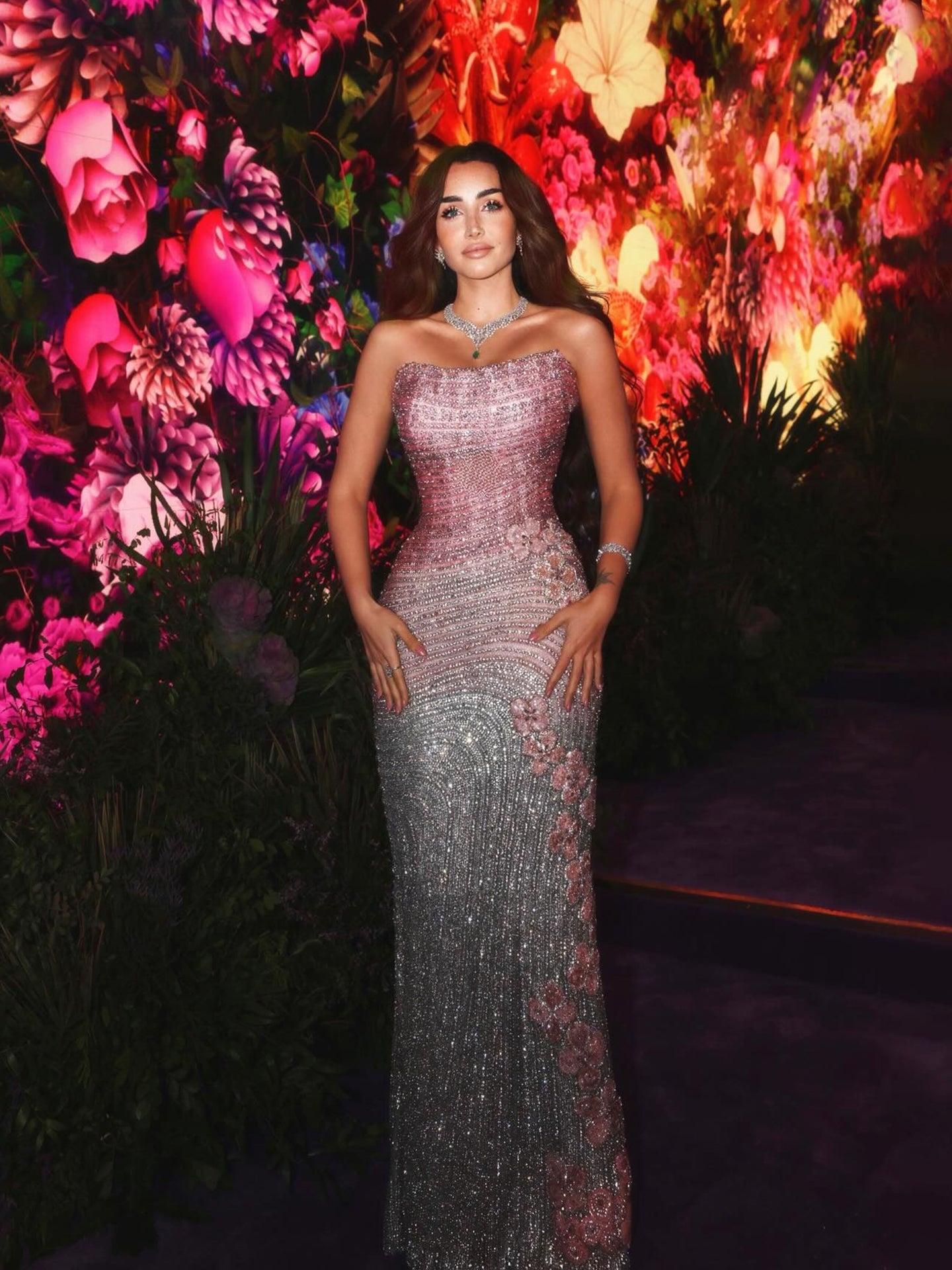Luxury Pink Gradient Beaded Mermaid Evening Dress CLA73532