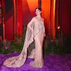 Luxury Nude Crystal Beaded High Neck Evening Dress with Long Cape LA73534