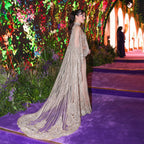 Luxury Nude Crystal Beaded High Neck Evening Dress with Long Cape LA73534