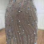 Luxury Caramel Beaded Mermaid Slit Evening Dress LA73535