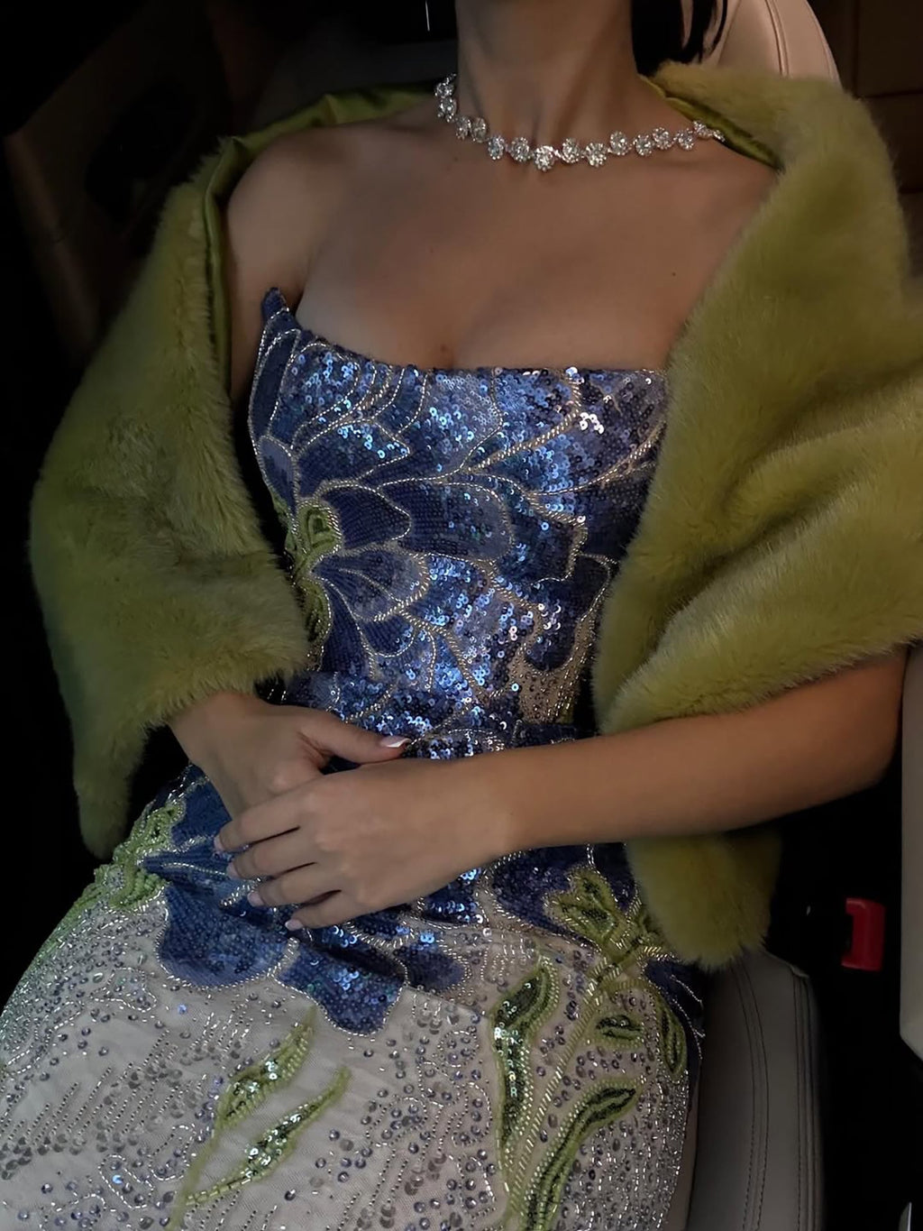 Luxury Blue Strapless Beaded Mermaid Evening Dress LA73538