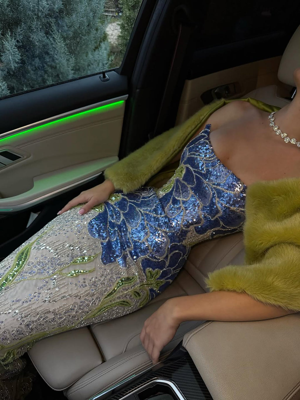 Luxury Blue Strapless Beaded Mermaid Evening Dress LA73538