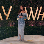 Luxury Blue Crystal Beaded Mermaid Evening Dress For Formal Wedding Party LA73544