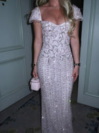 Luxury Pink Beaded Mermaid Evening Dress LA73550