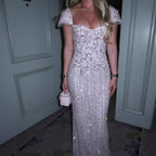 Luxury Pink Beaded Mermaid Evening Dress LA73550