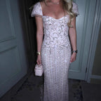 Luxury Pink Beaded Mermaid Evening Dress LA73550