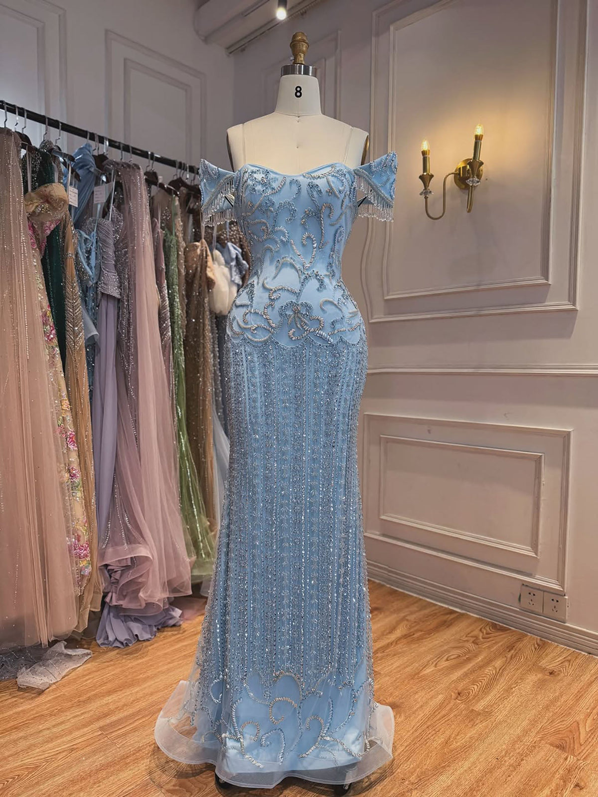 Luxury Pink Beaded Mermaid Evening Dress CLA73550