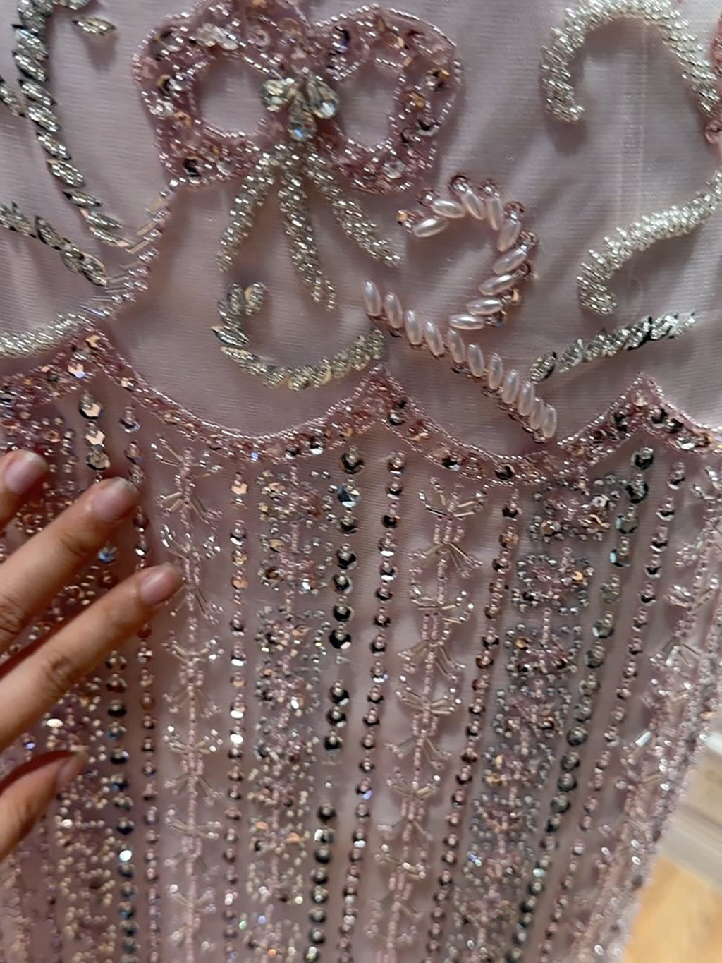 Luxury Pink Beaded Mermaid Evening Dress CLA73550