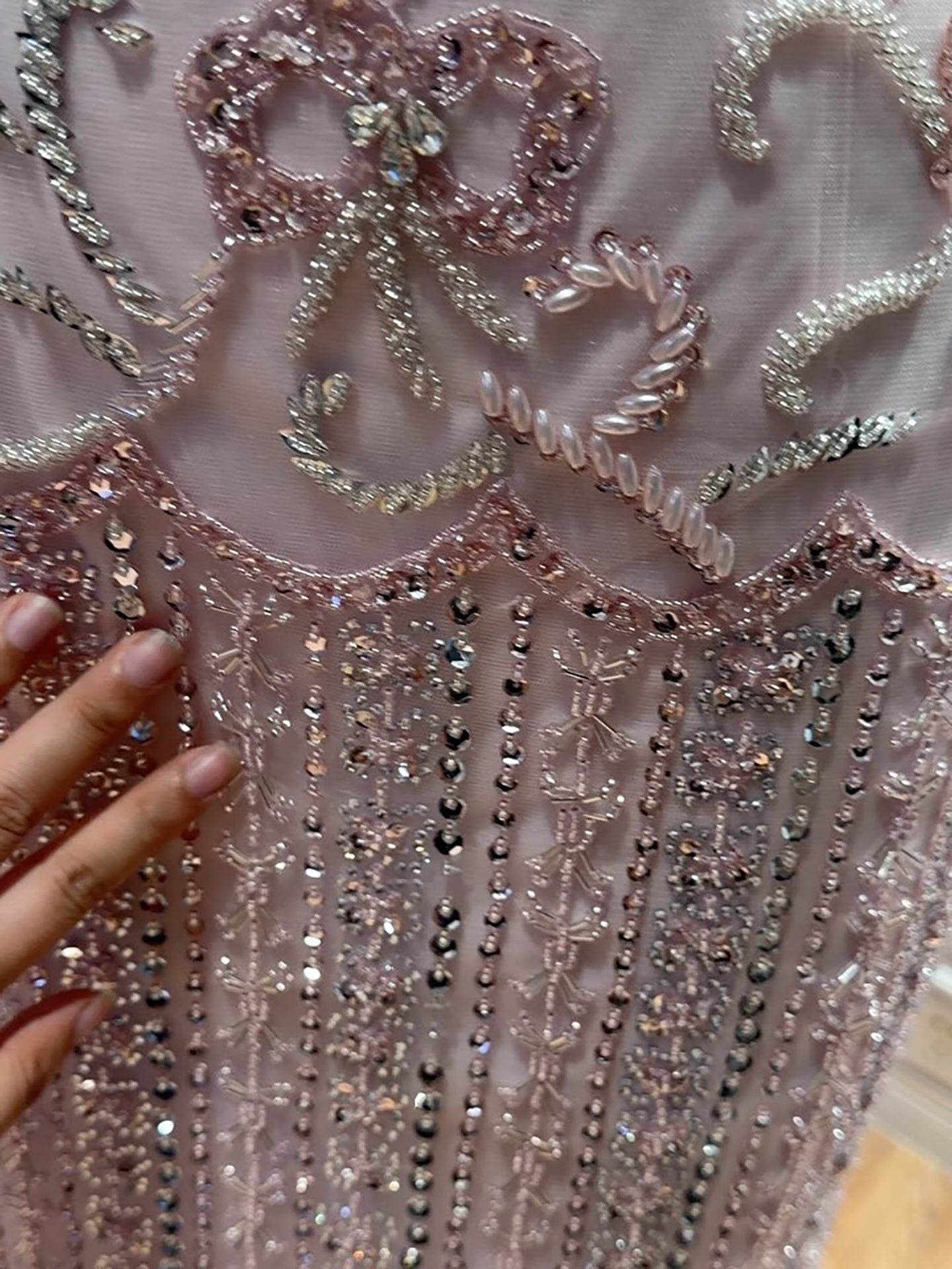Luxury Pink Beaded Mermaid Evening Dress CLA73550