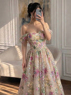 Luxury Pink Floral Beaded Strapless A-Line Evening Gown CLA73552D