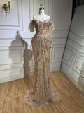 Luxury Nude Floral Off Shoulder Mermaid Dress LA73552I