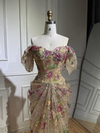 Luxury Nude Floral Off Shoulder Mermaid Dress LA73552I