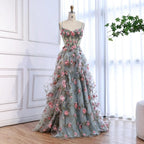Luxury Sage Green 3D Floral Beaded A-Line Prom Dress CLA73560