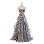 Luxury Sage Green 3D Floral Beaded A-Line Prom Dress CLA73560