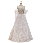 Luxury Beige Strapless Beaded Corset 3D Floral Ball Gown CLA73589