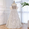 Luxury Beige Strapless Beaded Corset 3D Floral Ball Gown CLA73589