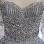 Luxury Gray A Line Evening Dress with Feather Beaded Straps CLA73590