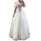 Luxury White Crystal Beaded Feather A-Line Evening Dress CLA73591A