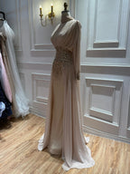 Arabic Luxury Beaded Chiffon Mermaid With Overskirt Evening Dress Modest For Muslim Women CLA73598