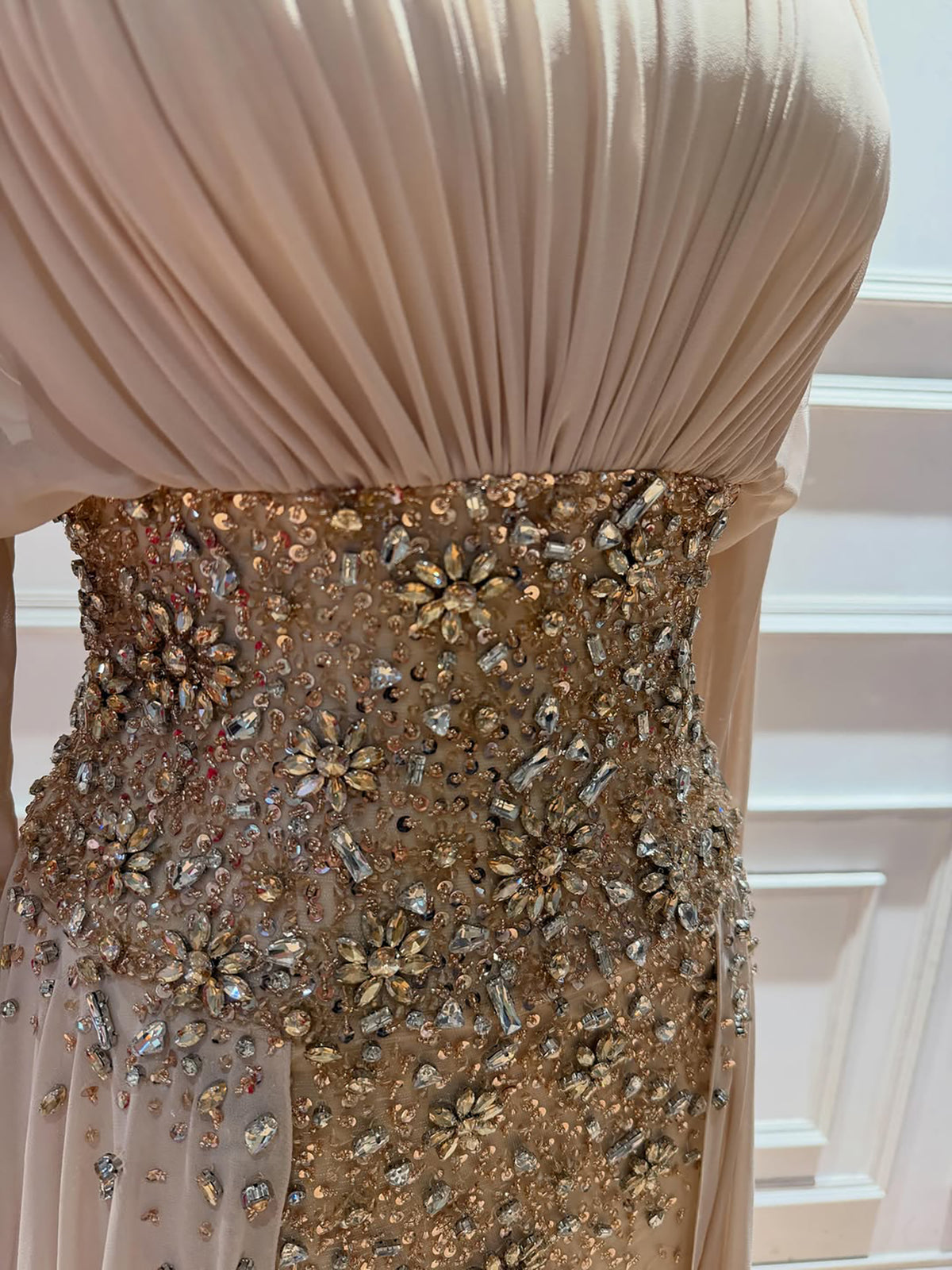 Arabic Luxury Beaded Chiffon Mermaid With Overskirt Evening Dress Modest For Muslim Women CLA73598