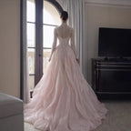 Luxury Pink Beaded High Neck Ball Gown LA73603A