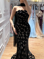 Luxury Beaded Pink Strapless Mermaid Evening Dress Elegant For Women Occasion Party CLA73607