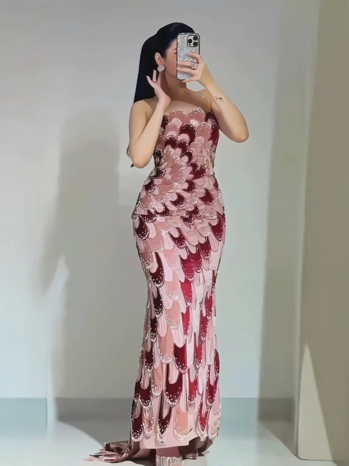 Arabic Velvet Beaded Strapless Mermaid Evening Dress With Cape CLA73607A