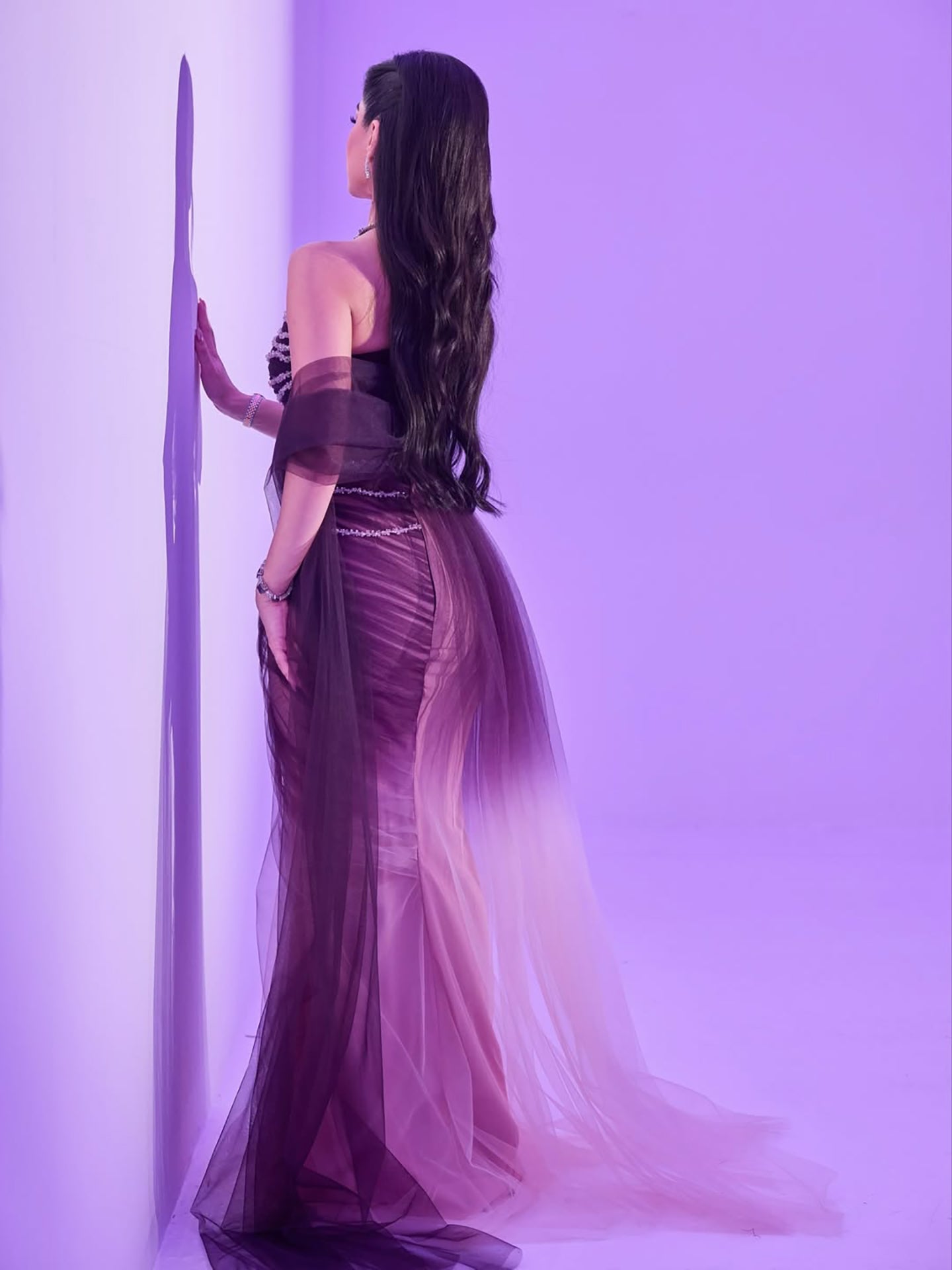 Wine Red Strapless Beaded Evening Dress LA73630